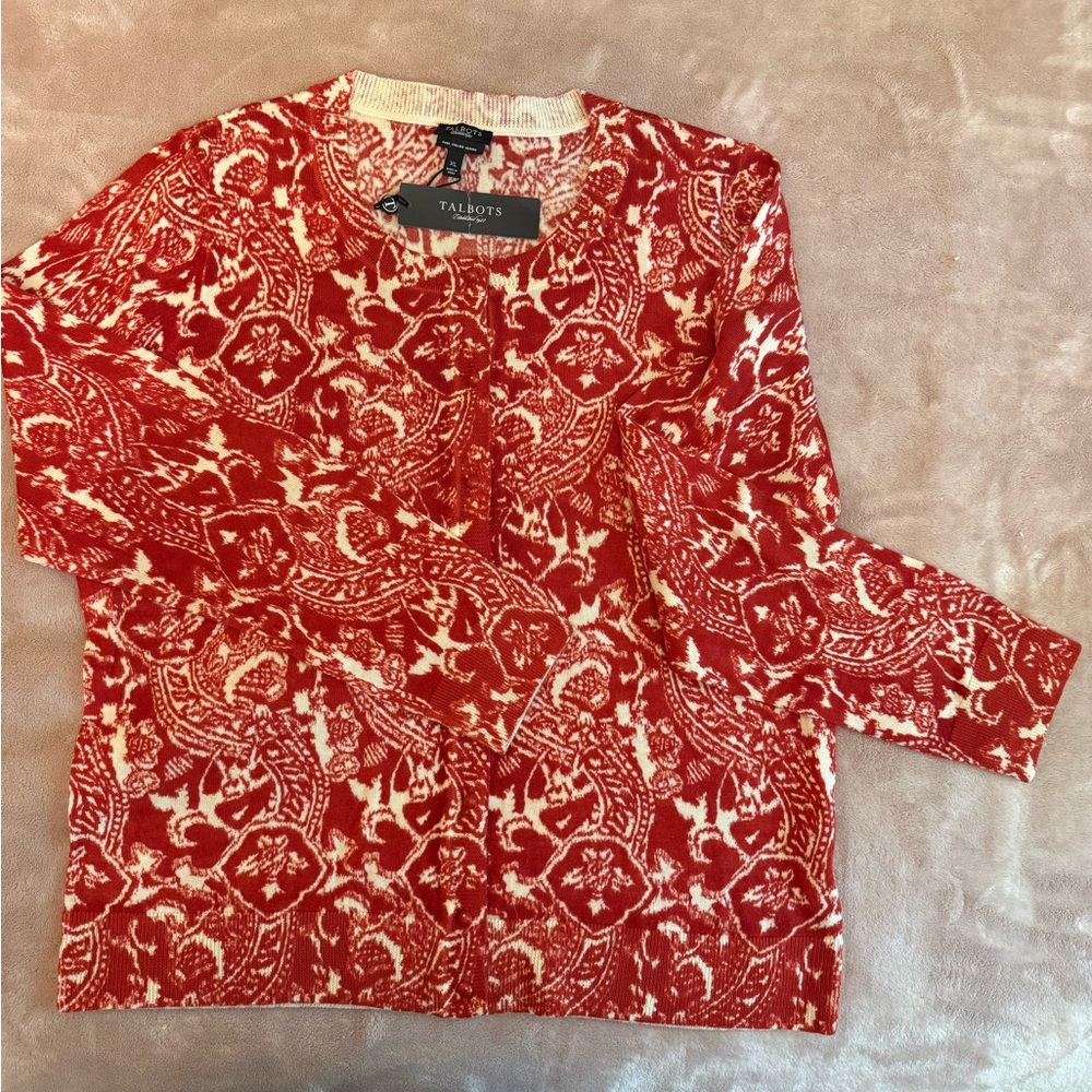 Talbots Red and White Blouse Chic and Versatile